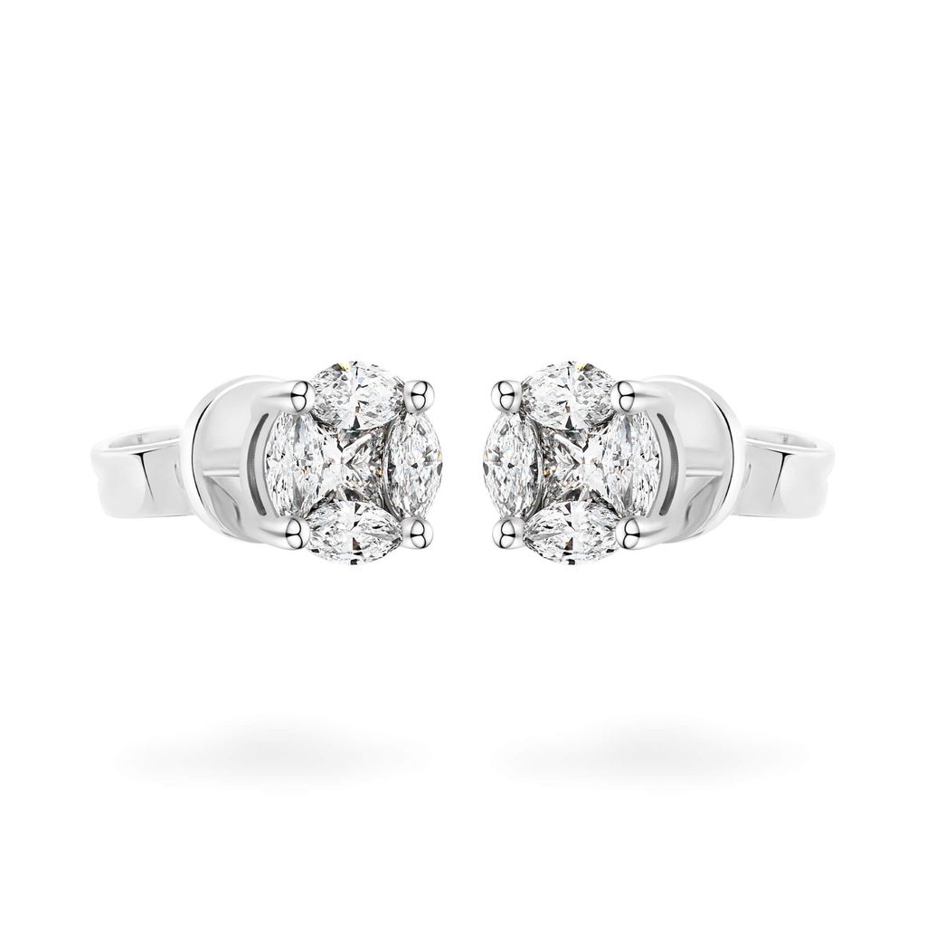 Hoa tai vàng trắng 14K gắn kim cương DOJI AFER700015F2DA1