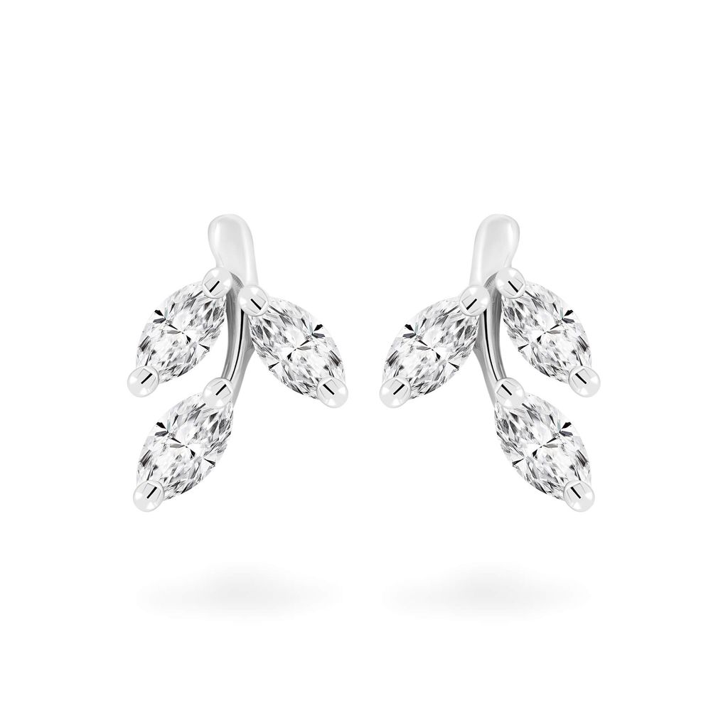 Hoa tai vàng trắng 14K gắn kim cương DOJI AFER700016F2DA1