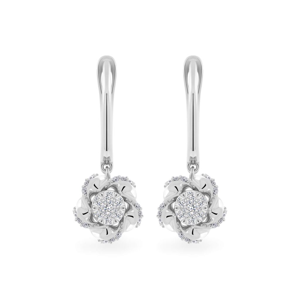 Hoa tai vàng trắng 14K gắn kim cương DOJI AFER700026F2DA1