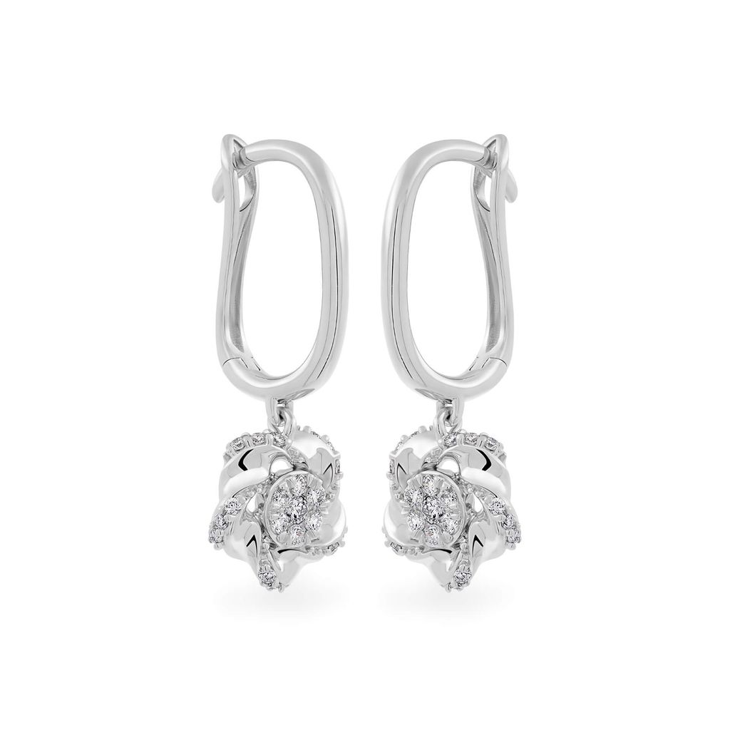 Hoa tai vàng trắng 14K gắn kim cương DOJI AFER700026F2DA1