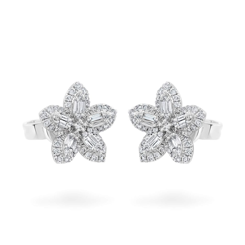 Hoa tai vàng trắng 14K gắn kim cương DOJI AFER700048F2DA1