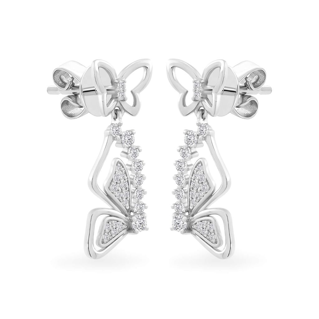 Hoa tai vàng trắng 14K gắn kim cương DOJI AFER800004F2DA1