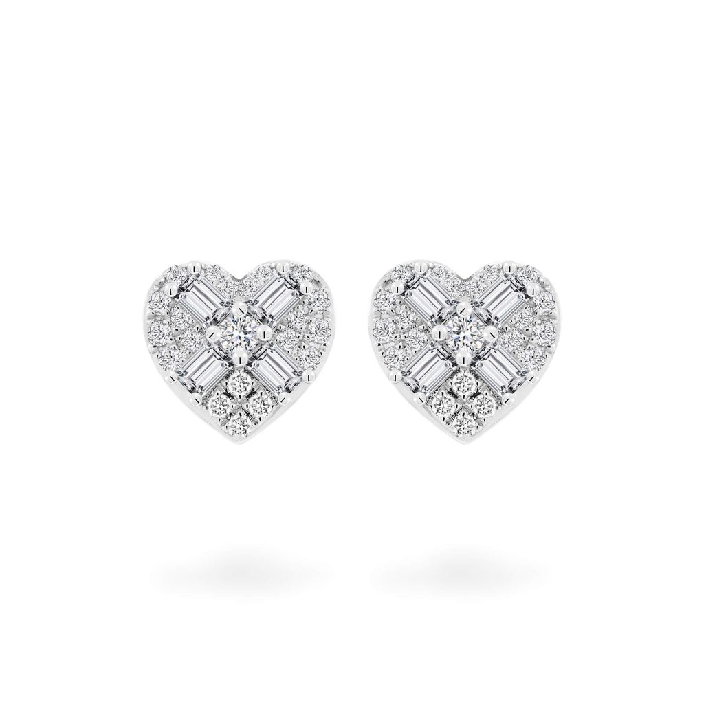 Hoa tai vàng trắng 14K gắn kim cương DOJI AFER800038F2DA1