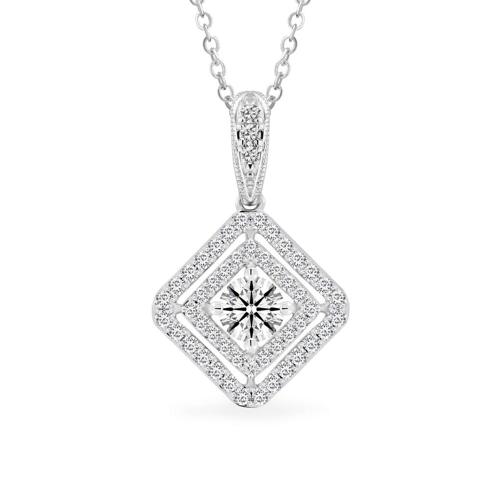 Mặt dây vàng trắng 14K gắn kim cương DOJI AFPB000043F2HA1