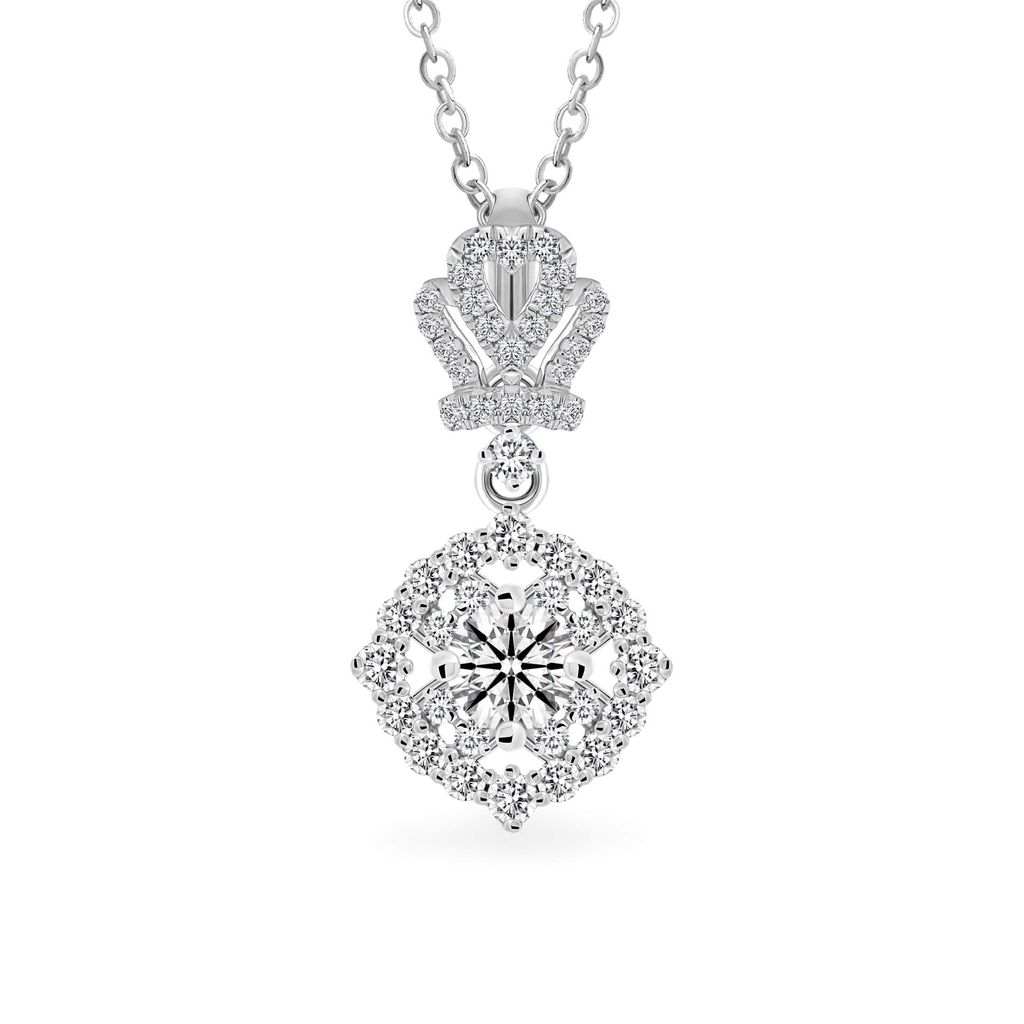 Mặt dây vàng trắng 14K gắn kim cương DOJI AFPB100004F2HA1