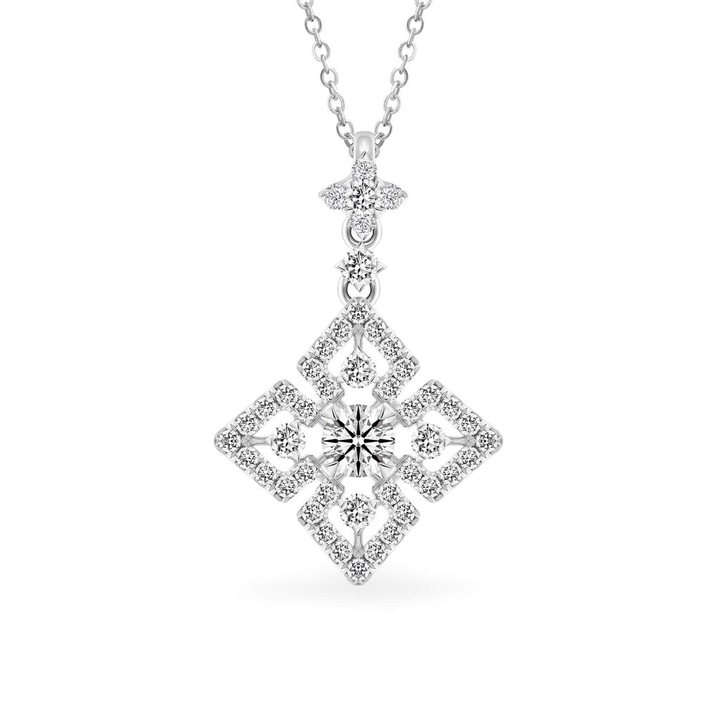 Mặt dây vàng trắng 14K gắn kim cương DOJI AFPB100012F2HA1