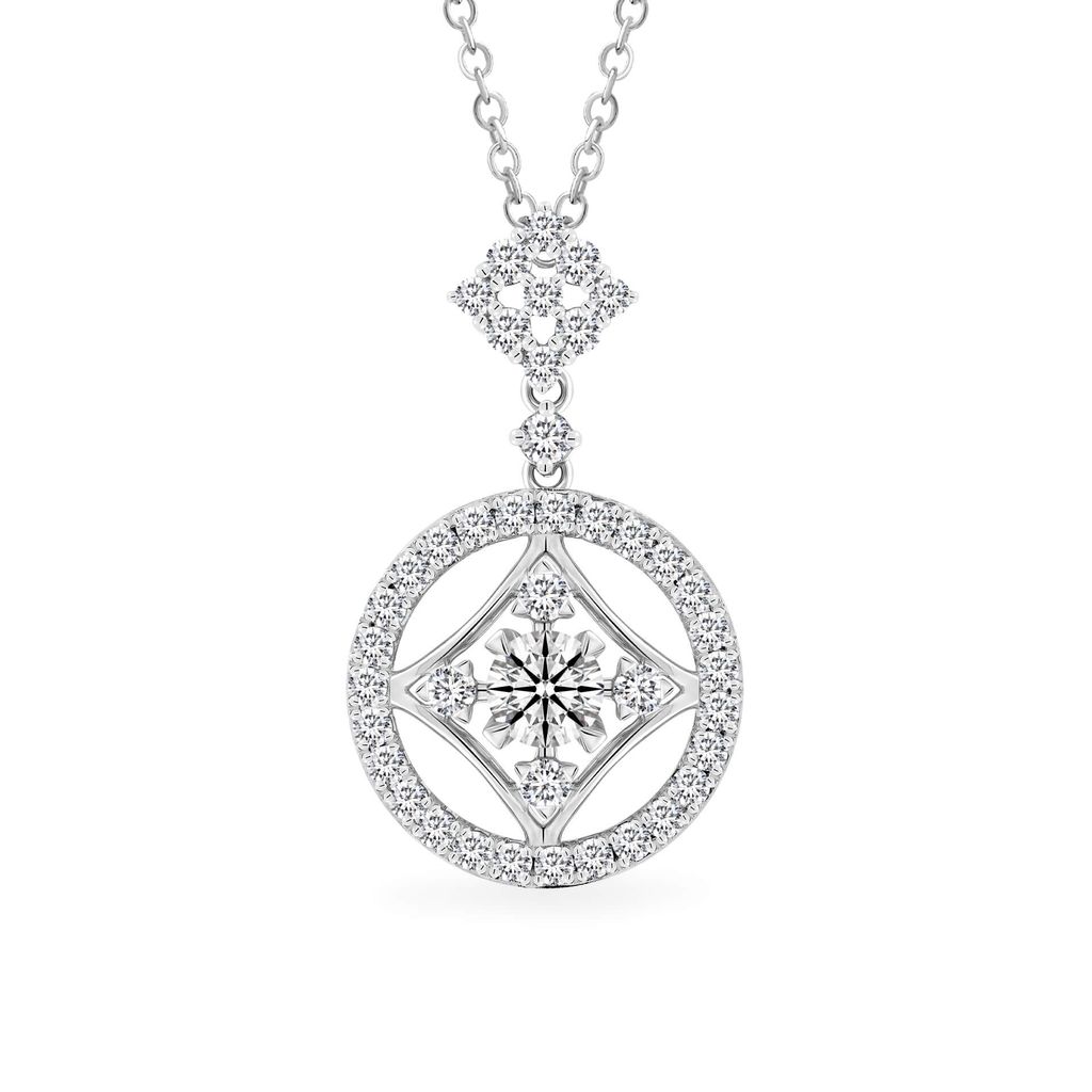 Mặt dây vàng trắng 14K gắn kim cương DOJI AFPB100017F2HA1