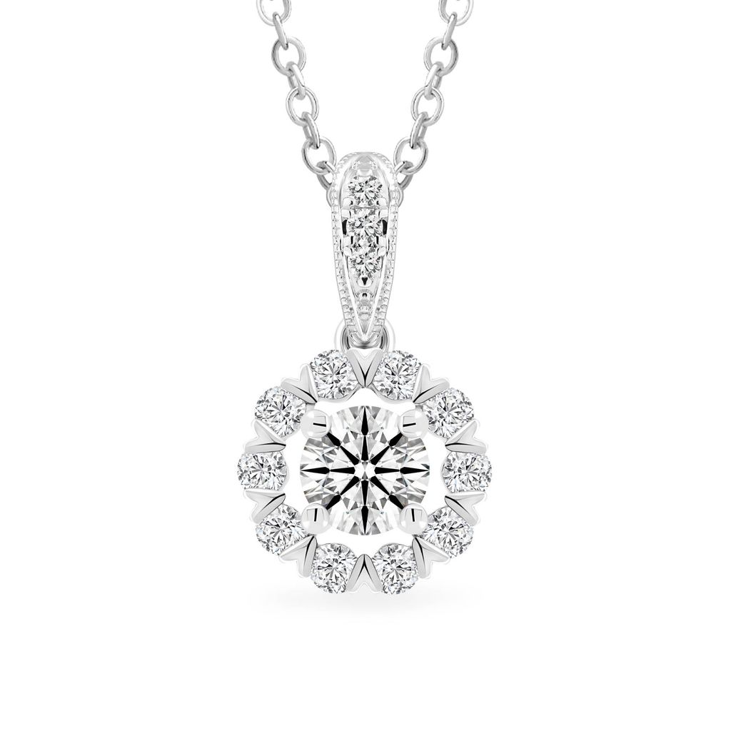 Mặt dây vàng trắng 14K gắn kim cương DOJI AFPB100251F2HA1