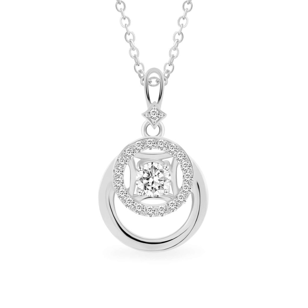 Mặt dây vàng trắng 14K gắn đá CZ DOJI AFPJ000517F2CZ1