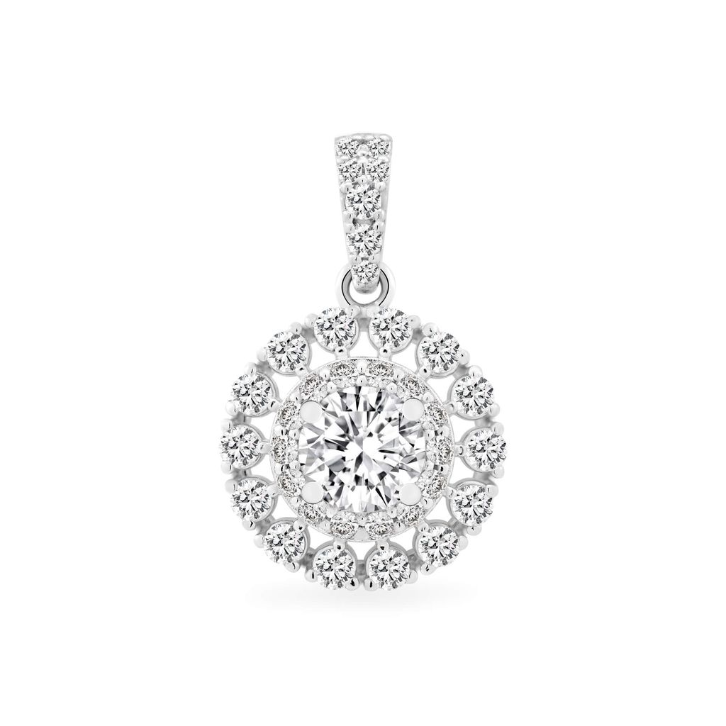 Mặt dây vàng trắng 18K gắn đá CZ DOJI AFPM200160D2CZ1