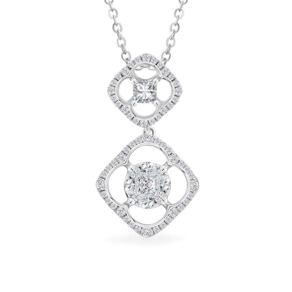 Mặt dây vàng trắng 14K gắn kim cương DOJI AFPR000079F2DA1