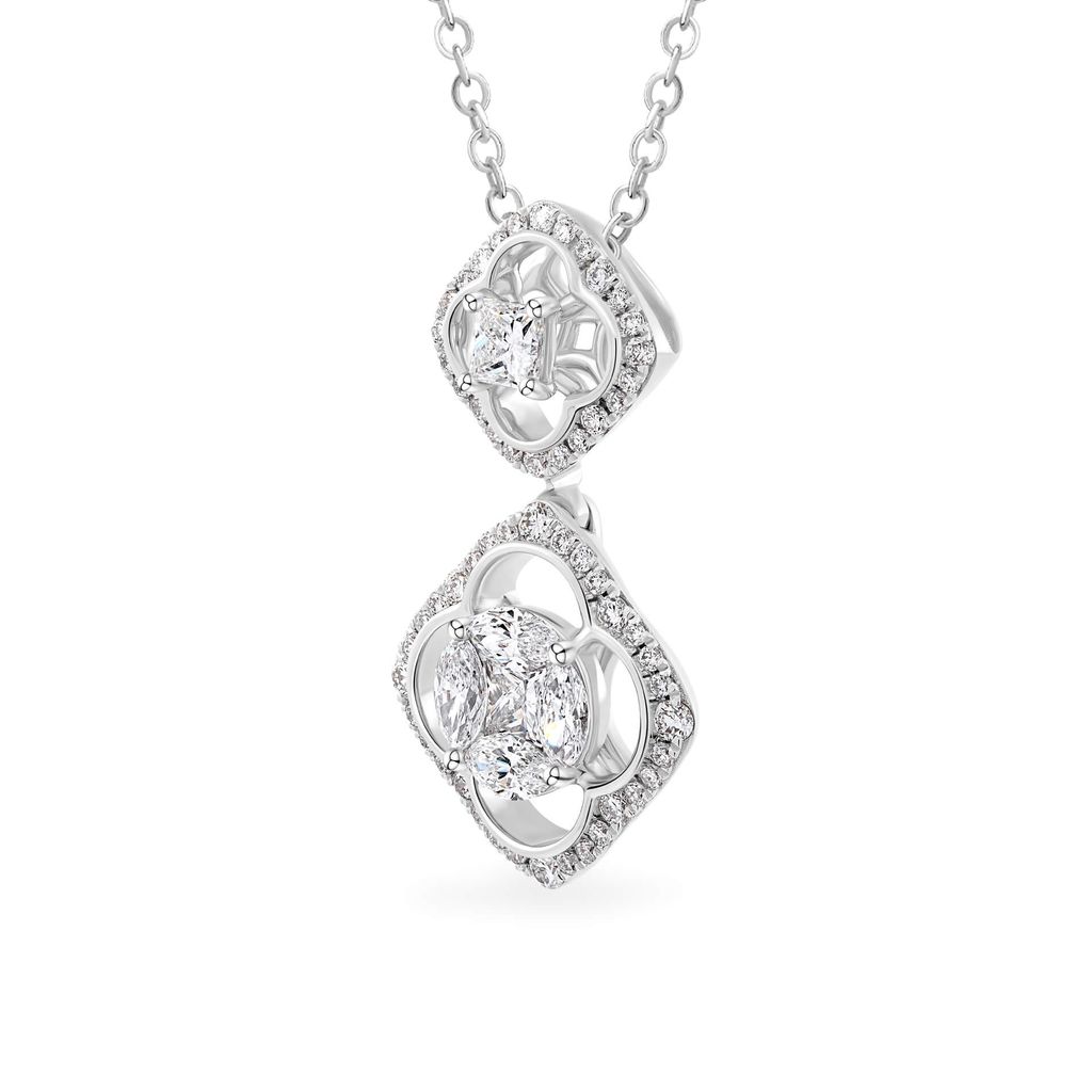 Mặt dây vàng trắng 14K gắn kim cương DOJI AFPR000079F2DA1