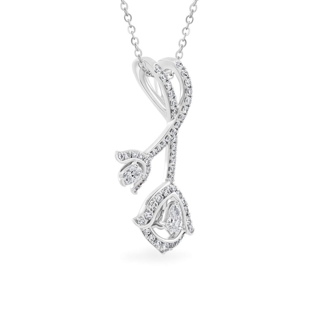 Mặt dây vàng trắng 14K gắn kim cương DOJI AFPR000094F2DA1