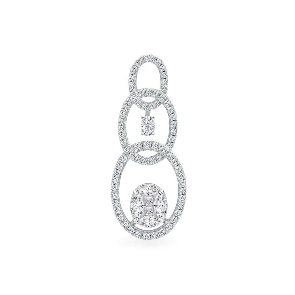 Mặt dây vàng trắng 18K gắn kim cương DOJI AFPR000370D2DA1