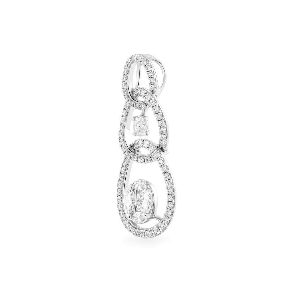 Mặt dây vàng trắng 18K gắn kim cương DOJI AFPR000370D2DA1
