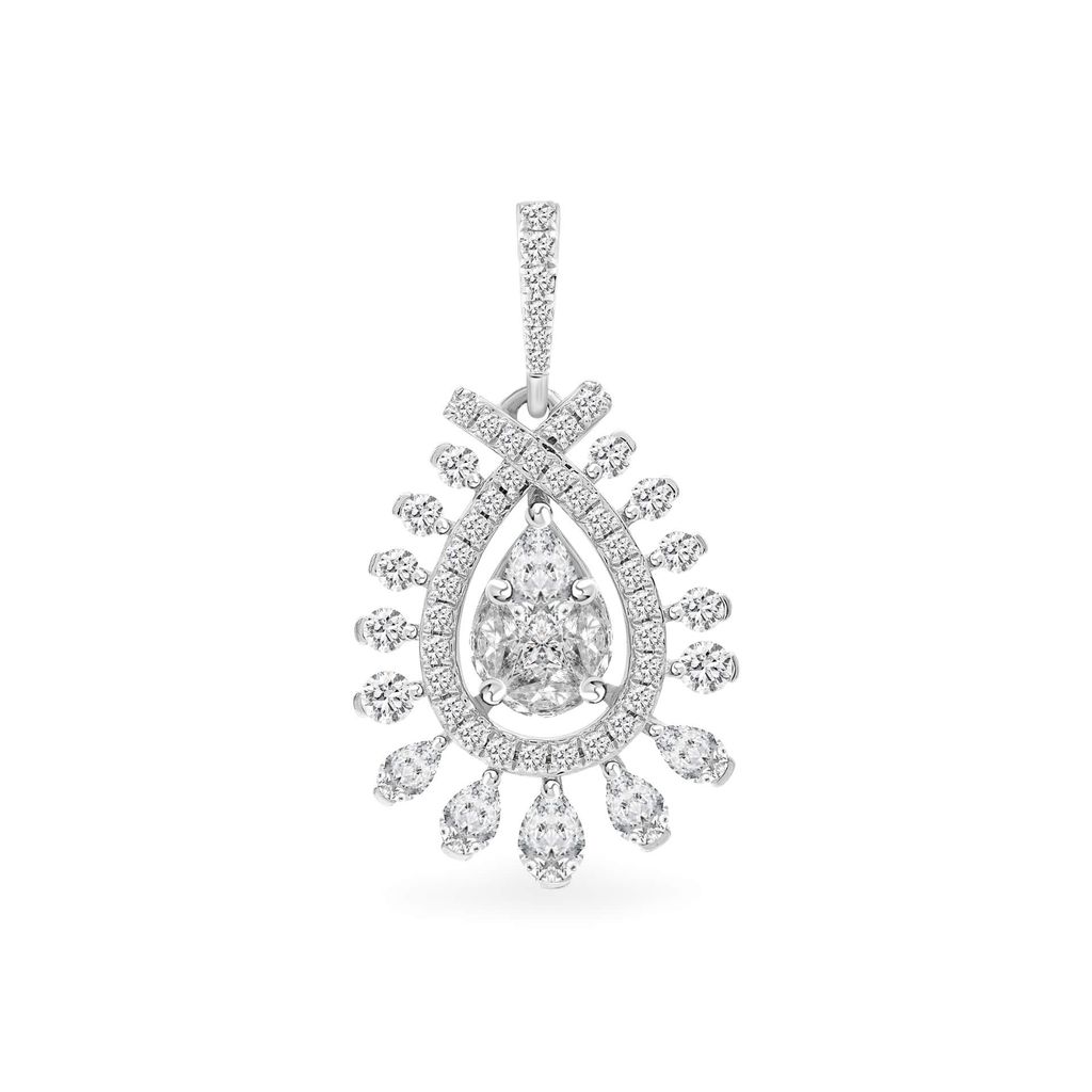 Mặt dây vàng trắng 18K gắn kim cương DOJI AFPR000372D2DA1