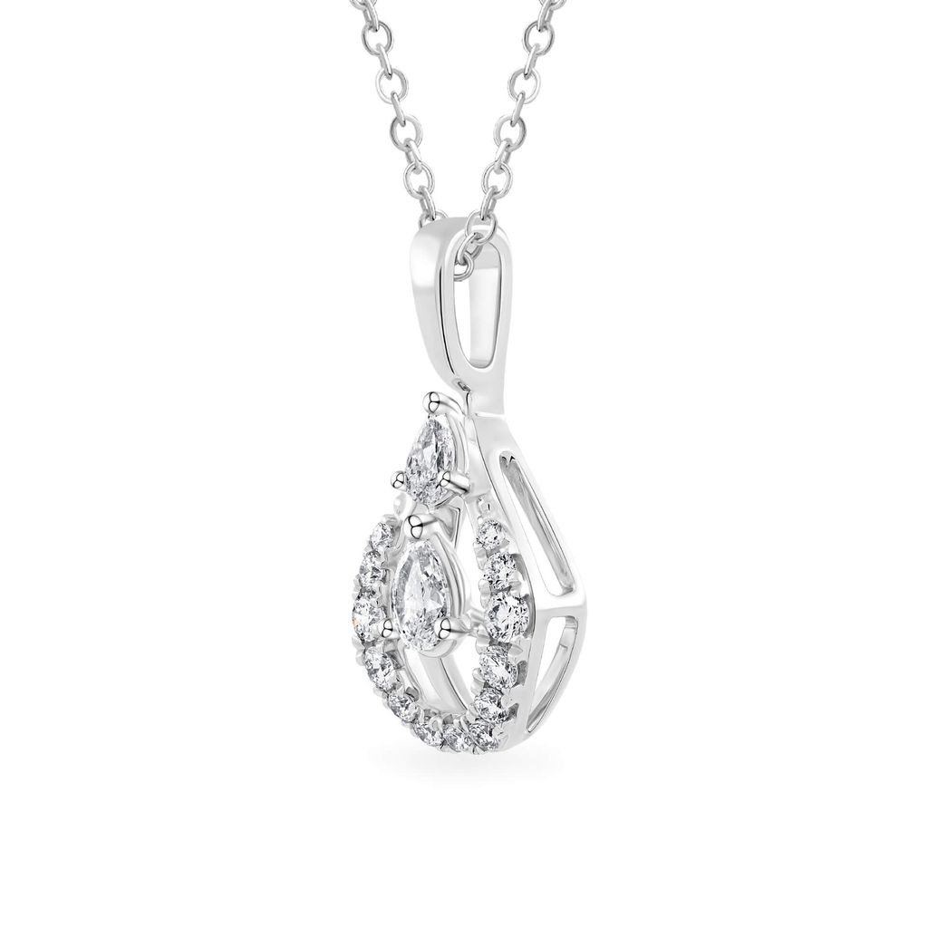 Mặt dây vàng trắng 14K gắn kim cương DOJI AFPR000509F2DA1