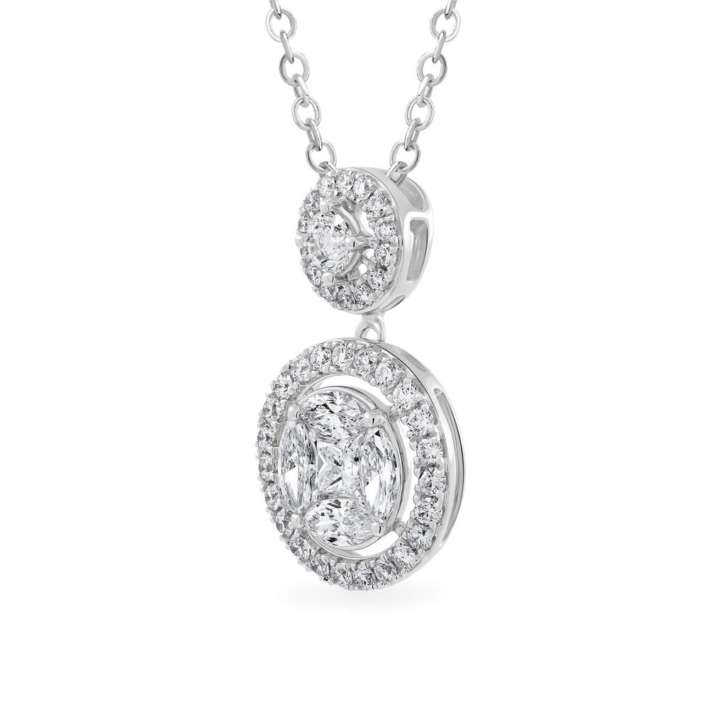 Mặt dây vàng trắng 14K gắn kim cương DOJI AFPR000514F2DA1