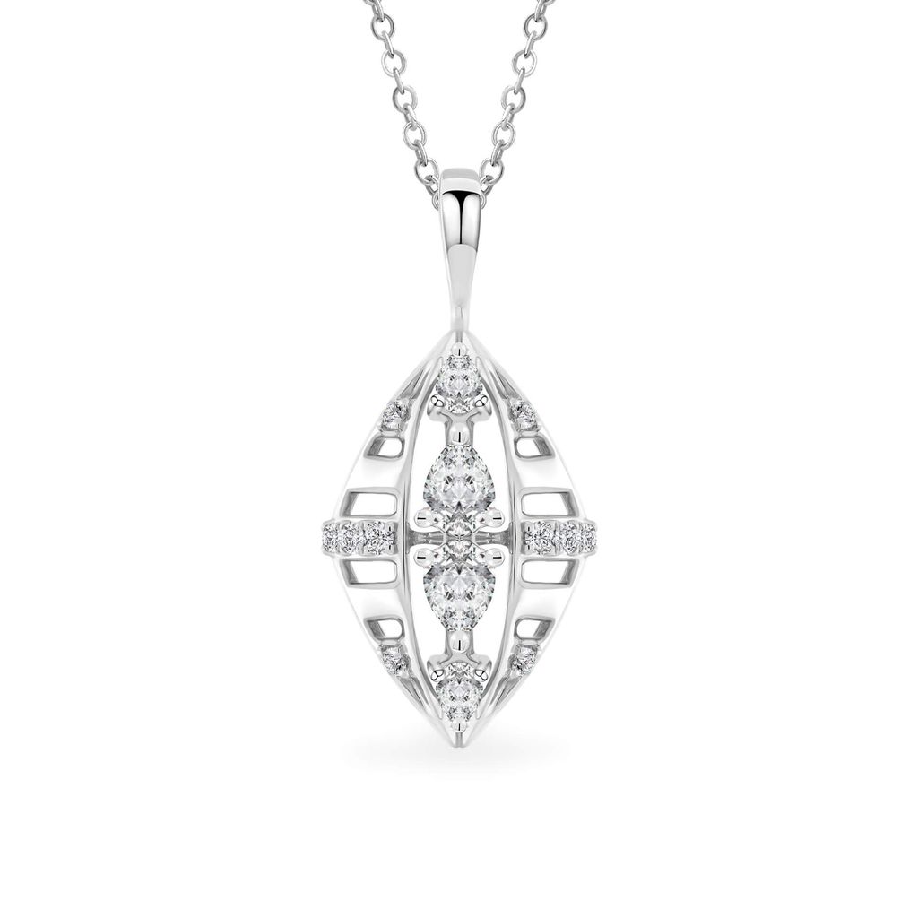 Mặt dây vàng trắng 14K gắn kim cương DOJI AFPR000528F2DA1