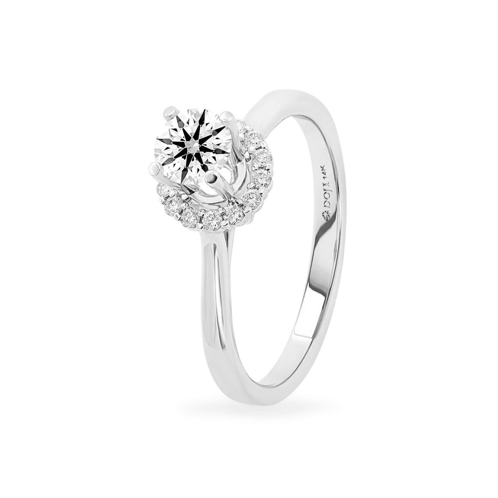 Nhẫn vàng trắng 14K gắn kim cương DOJI AFRB000120F2HA1