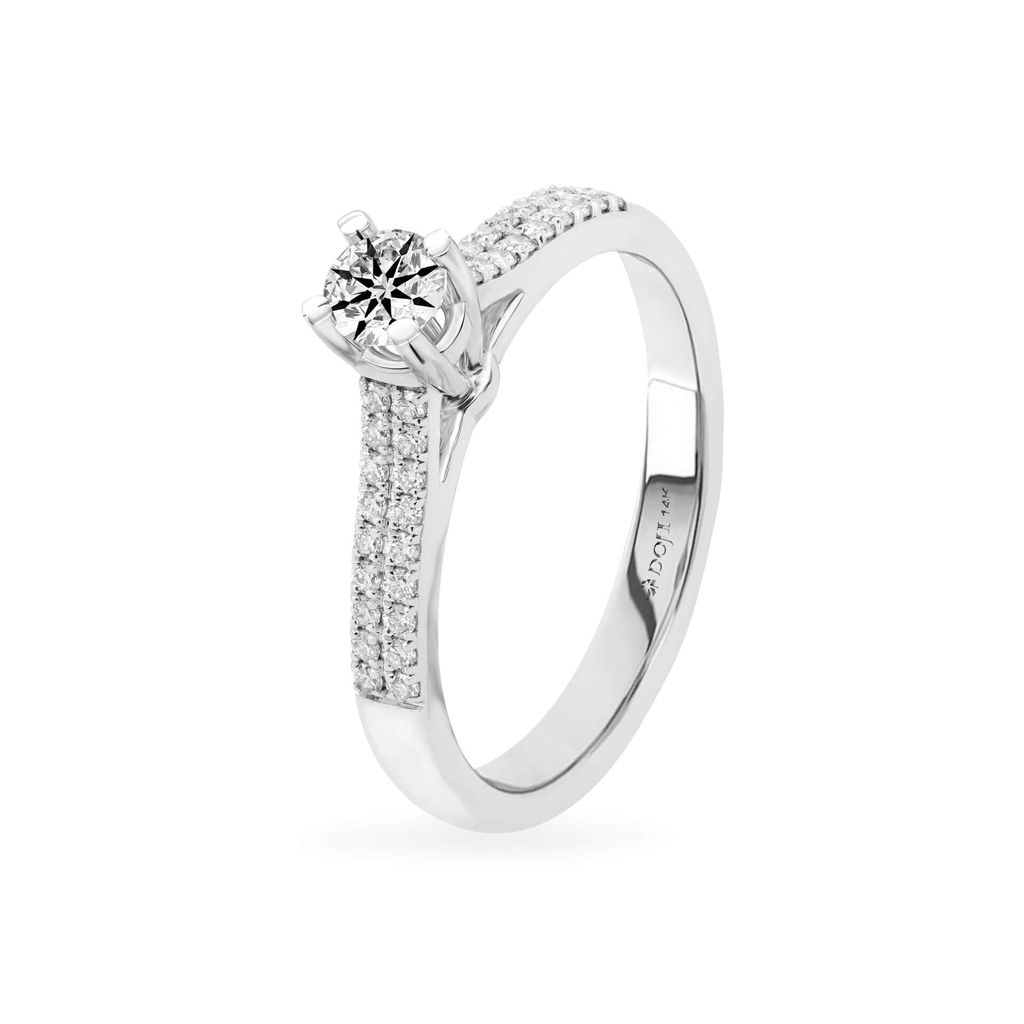 Nhẫn vàng trắng 14K gắn kim cương DOJI AFRB000154F2HA1
