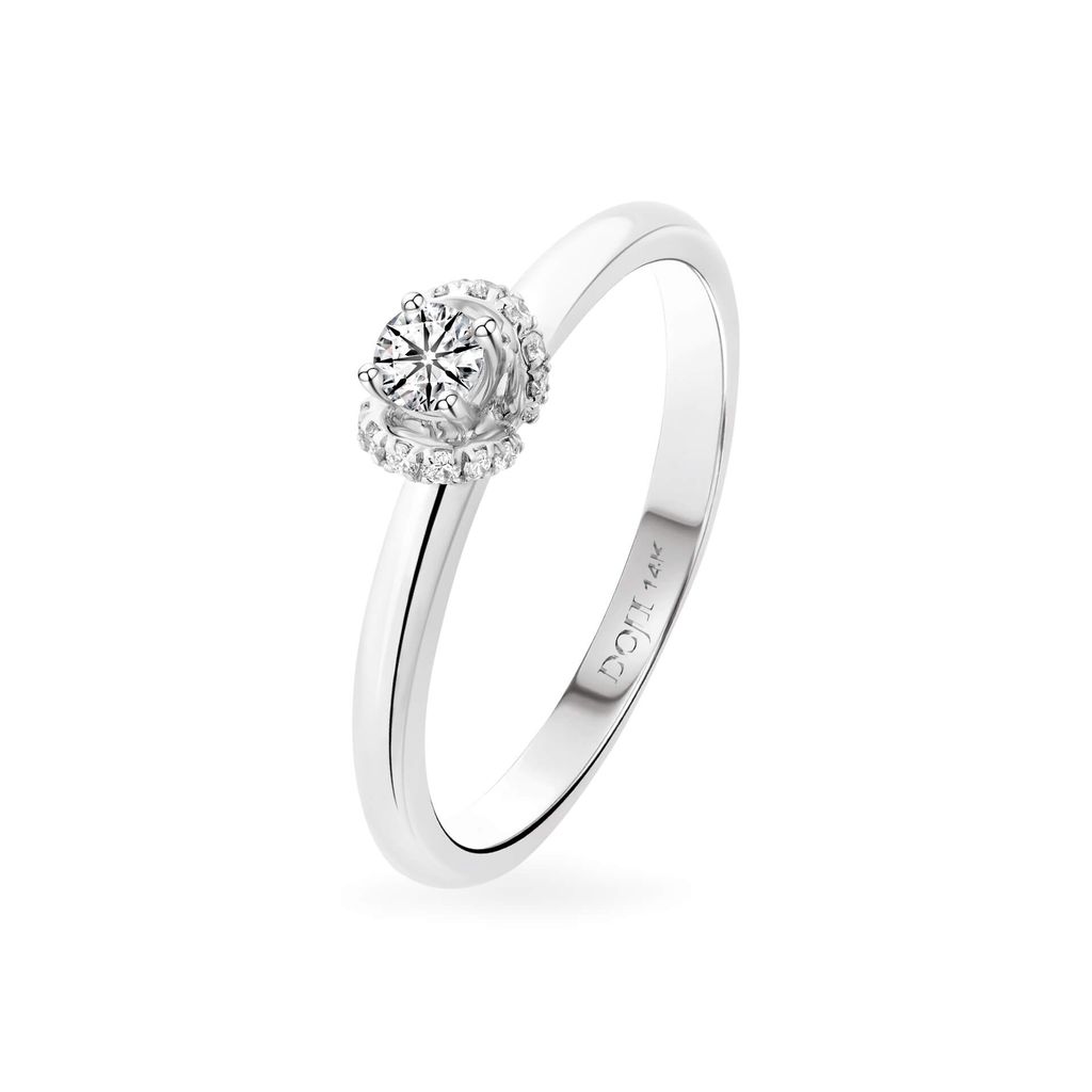 Nhẫn vàng trắng 14K gắn kim cương DOJI AFRB002511F2HA1
