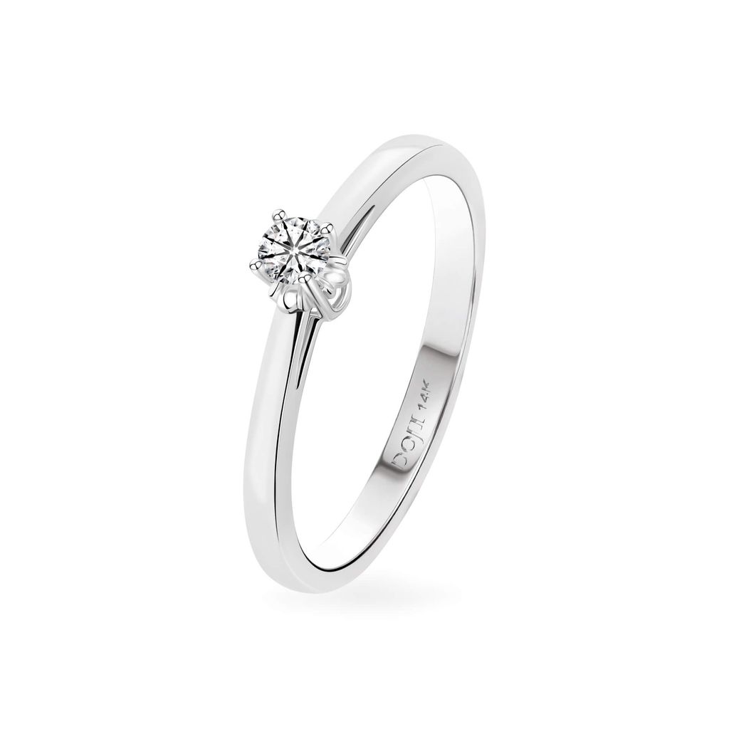 Nhẫn vàng trắng 14K gắn kim cương DOJI AFRB002513F2HA1