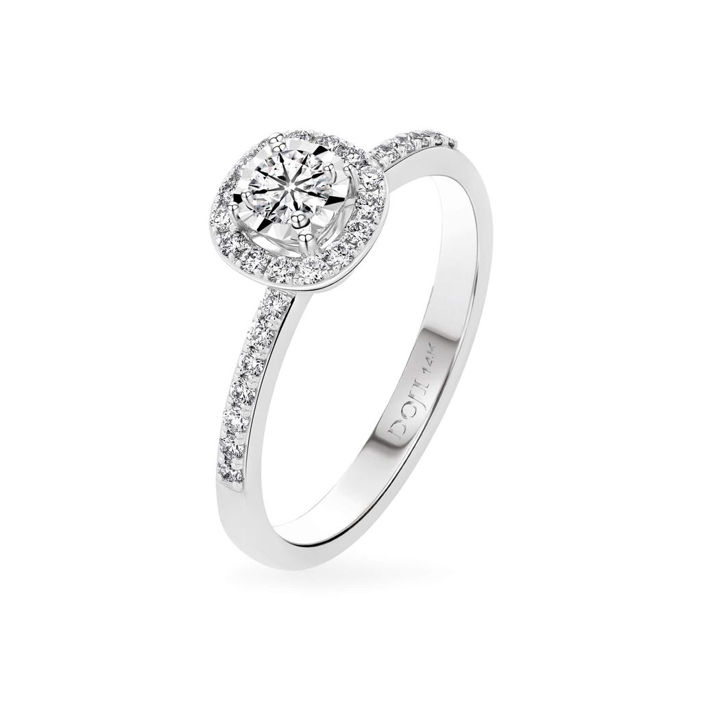 Nhẫn vàng trắng 14K gắn kim cương DOJI AFRB002647F2HA1