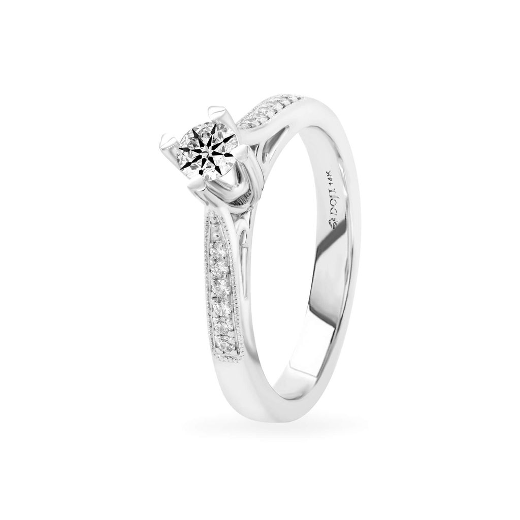Nhẫn vàng trắng 14K gắn kim cương DOJI AFRB100002F2HA1