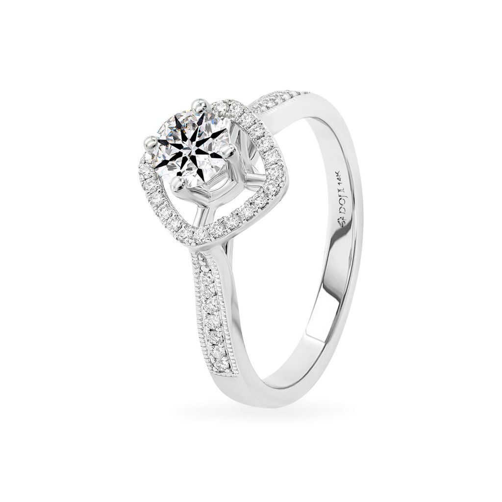 Nhẫn vàng trắng 14K gắn kim cương DOJI AFRB100018F2HA1