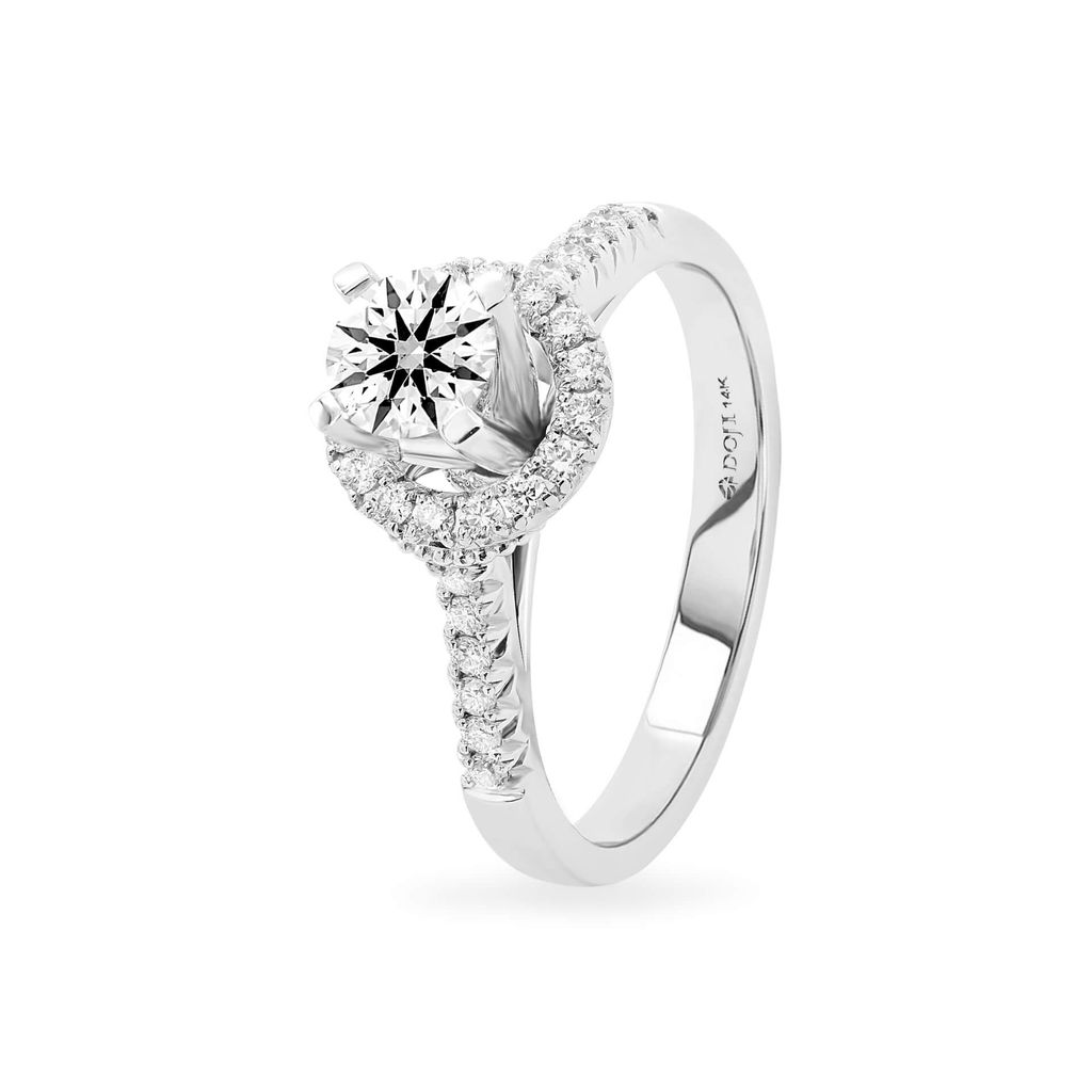 Nhẫn vàng trắng 14K gắn kim cương DOJI AFRB100020F2HA1