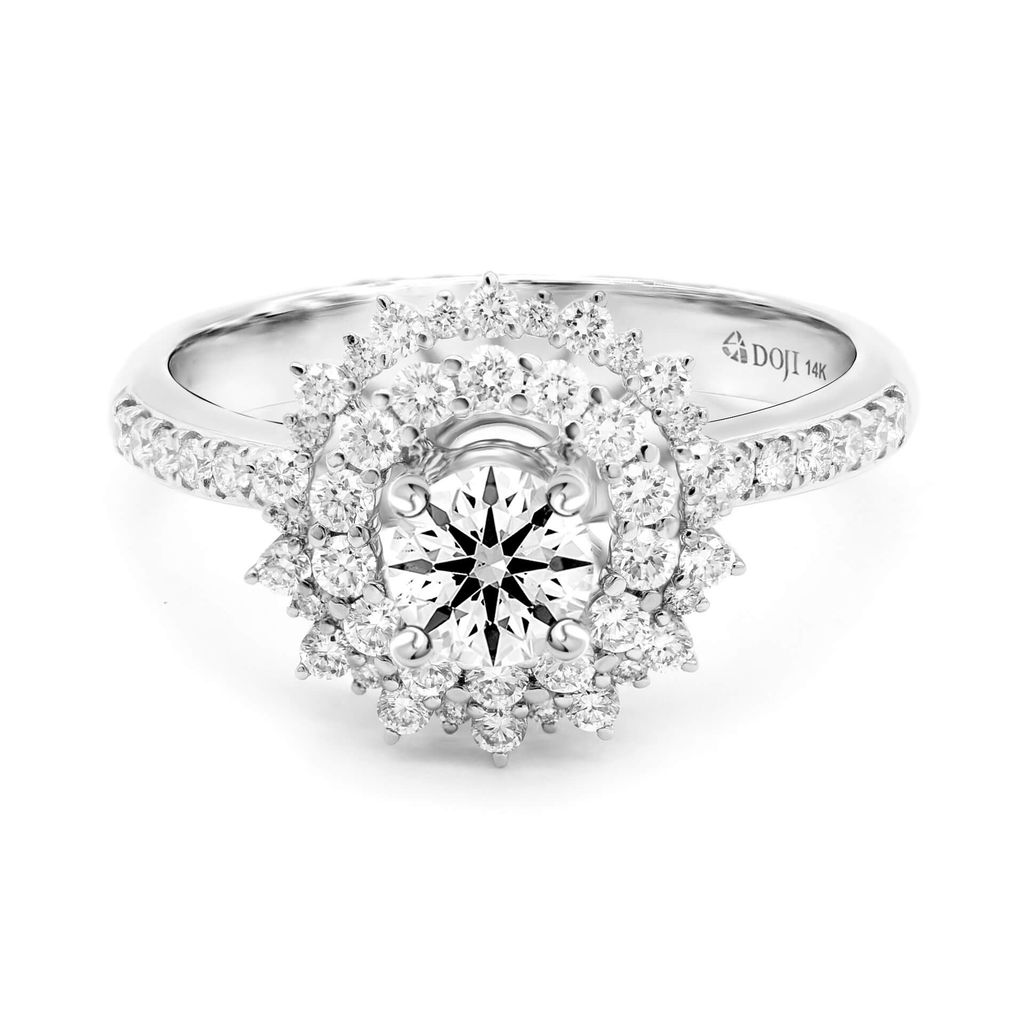 Nhẫn vàng trắng 14K gắn kim cương DOJI AFRB100022F2HA1