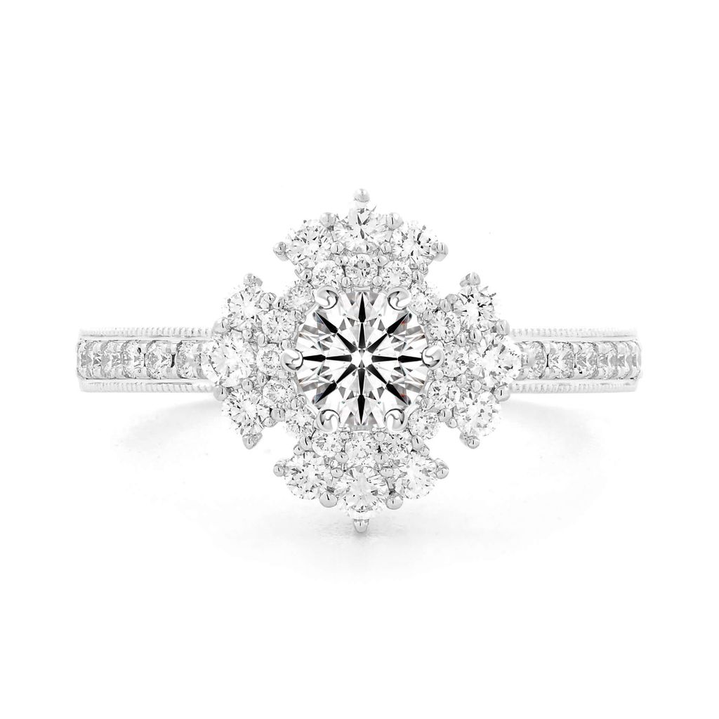 Nhẫn vàng trắng 14K gắn kim cương DOJI AFRB100024F2HA1