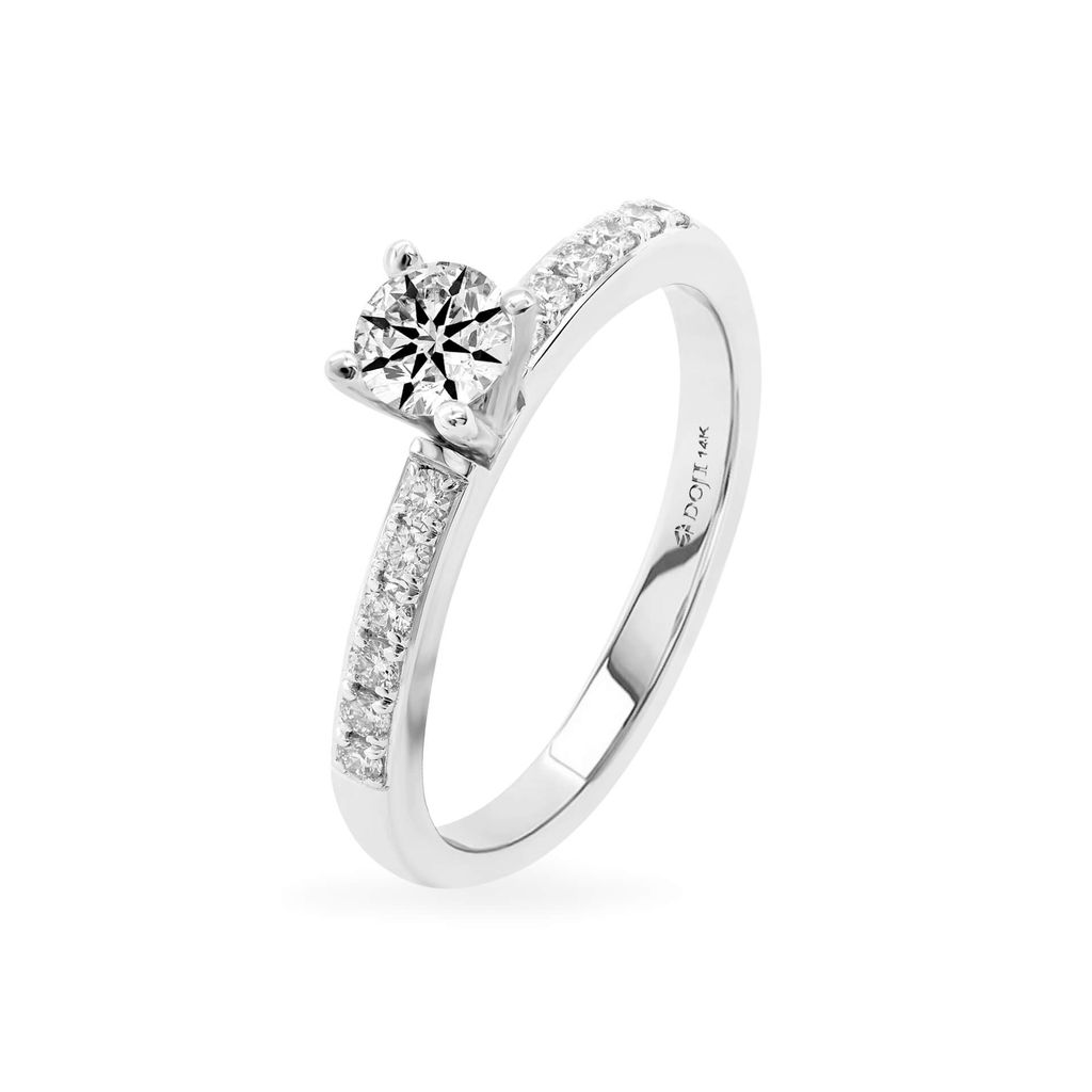 Nhẫn vàng trắng 14K gắn kim cương DOJI AFRB100040F2HA1