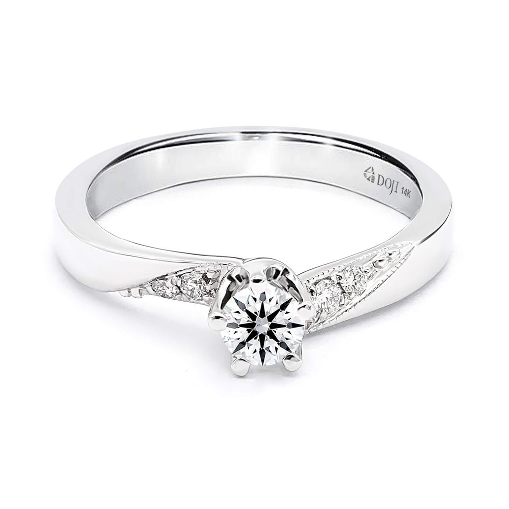 Nhẫn vàng trắng 14K gắn kim cương DOJI AFRB100045F2HA1