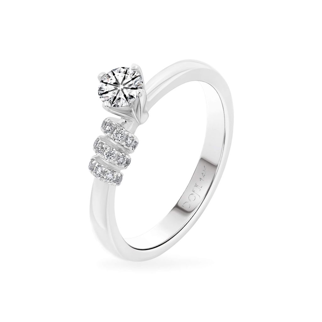 Nhẫn vàng trắng 14K gắn kim cương DOJI AFRB100091F2HA1