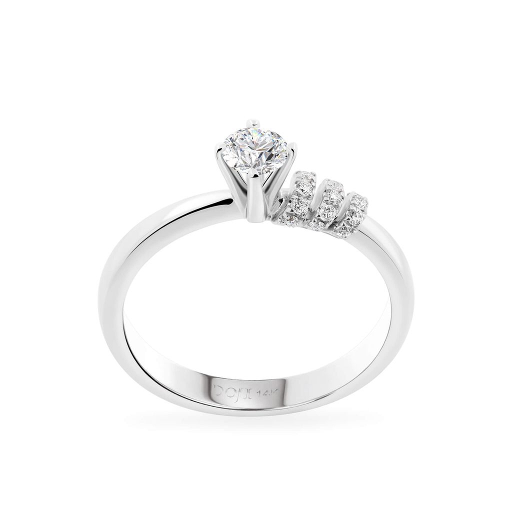 Nhẫn vàng trắng 14K gắn kim cương DOJI AFRB100091F2HA1