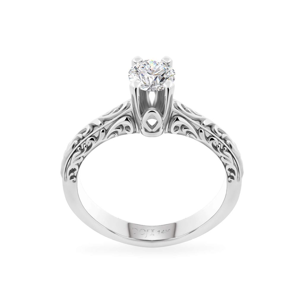 Nhẫn vàng trắng 14K gắn kim cương DOJI AFRB100122F2HA1