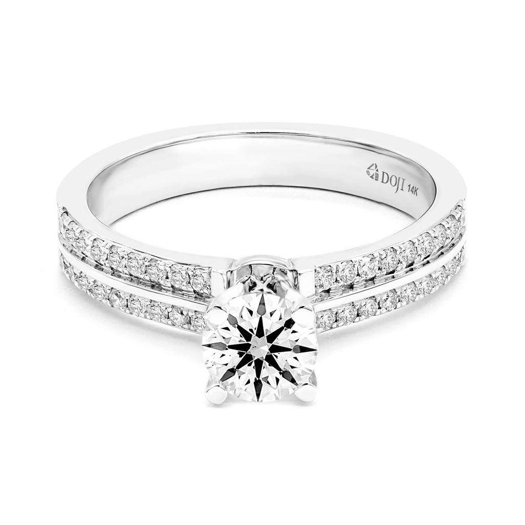Nhẫn vàng trắng 14K gắn kim cương DOJI AFRB100124F2HA1