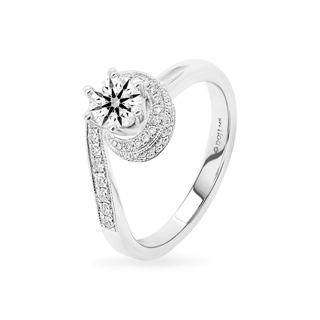 Nhẫn vàng trắng 14K gắn kim cương DOJI AFRB100129F2HA1