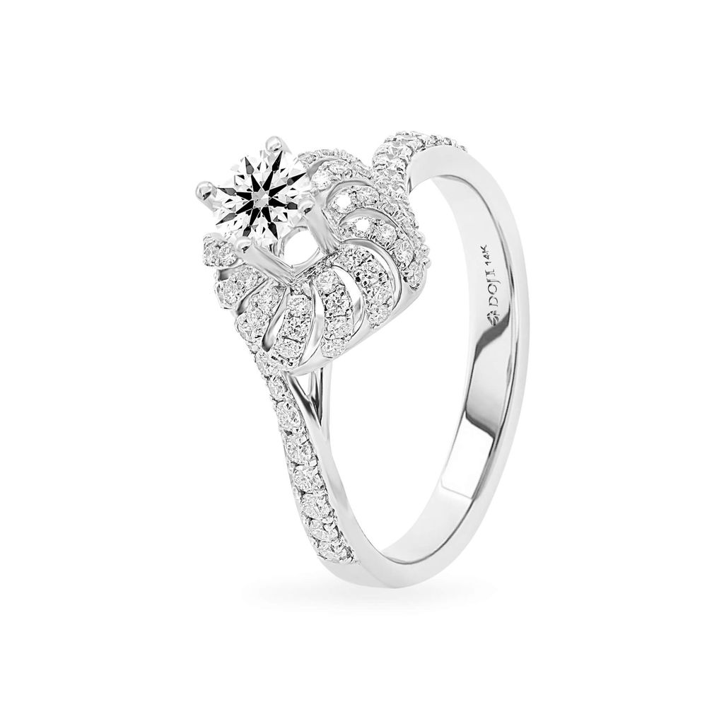 Nhẫn vàng trắng 14K gắn kim cương DOJI AFRB100175F2HA1