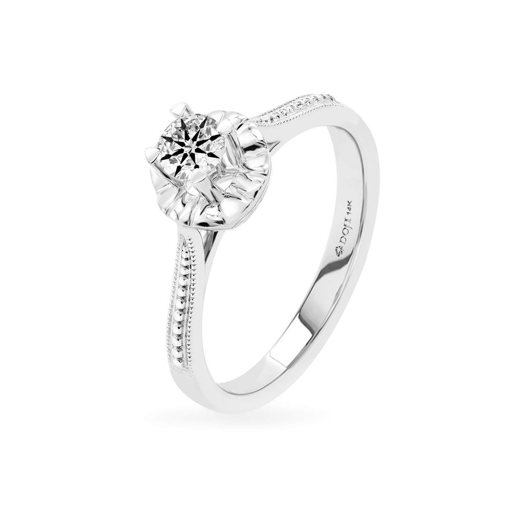 Nhẫn vàng trắng 14K gắn kim cương DOJI AFRB100211F2HA1