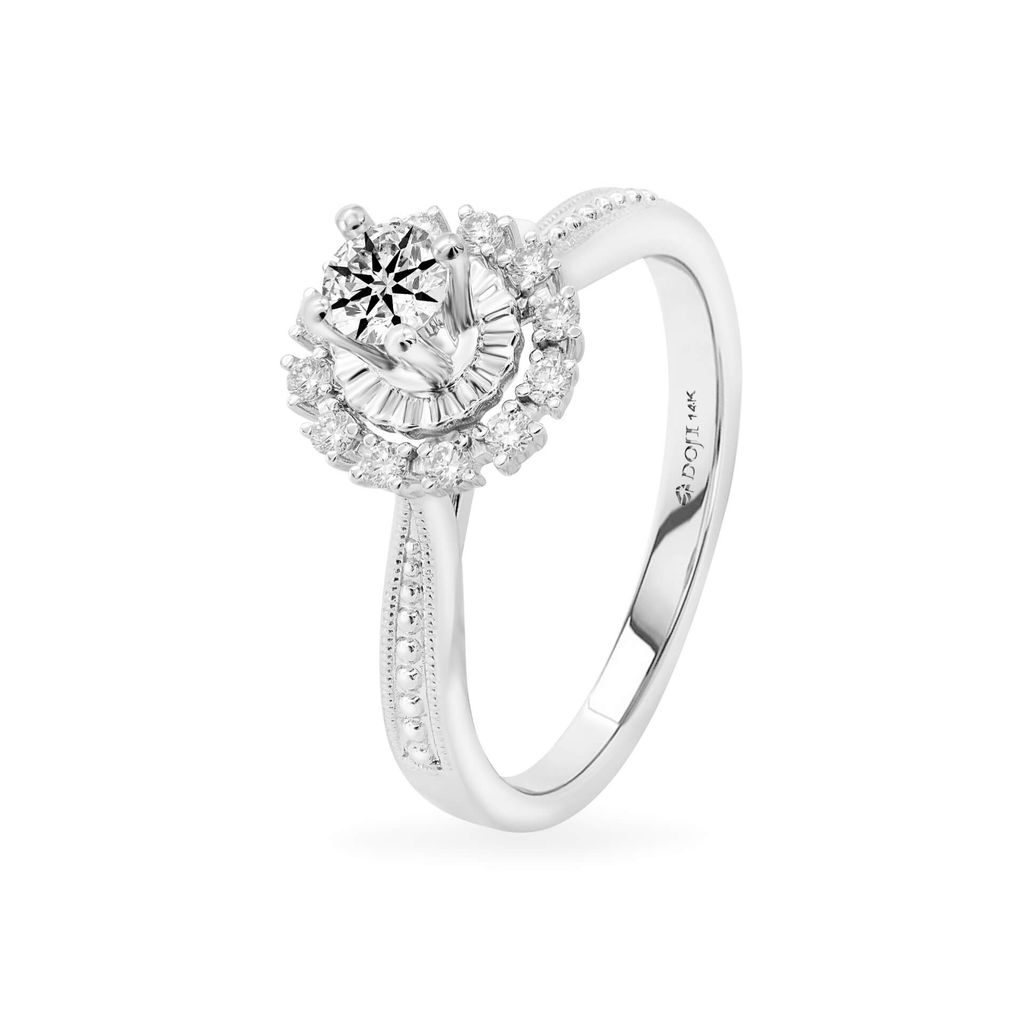 Nhẫn vàng trắng 14K gắn kim cương DOJI AFRB100325F2HA1