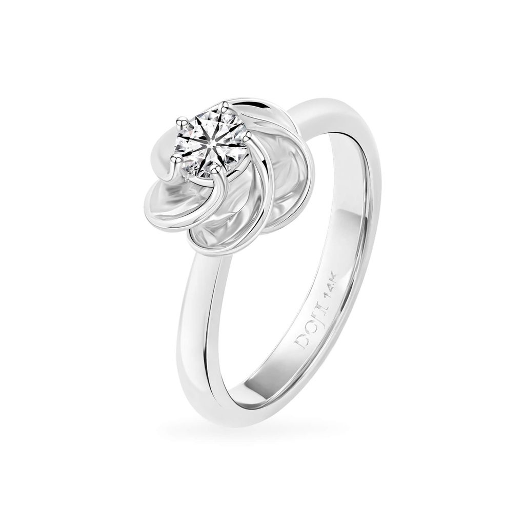 Nhẫn vàng trắng 14K gắn kim cương DOJI AFRB100458F2HA1