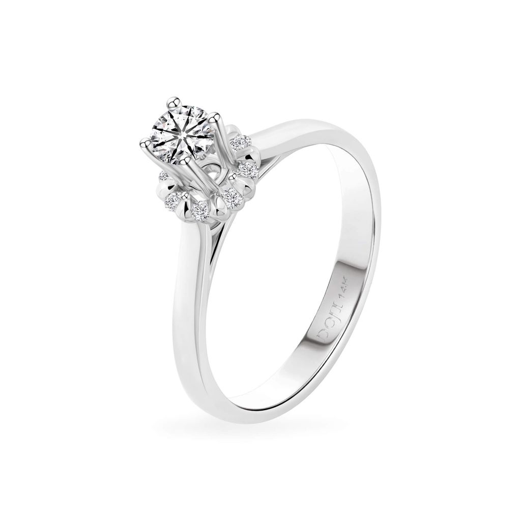 Nhẫn vàng trắng 14K gắn kim cương DOJI AFRB100464F2HA1