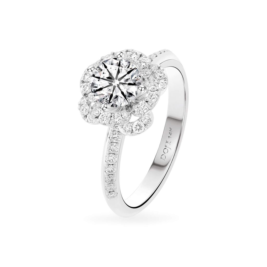 Nhẫn vàng trắng 14K gắn kim cương DOJI AFRB102213F2HA1