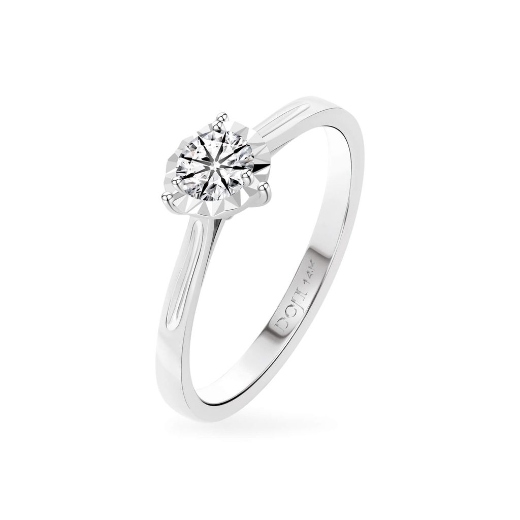 Nhẫn vàng trắng 14K gắn kim cương DOJI AFRB102662F2HA1
