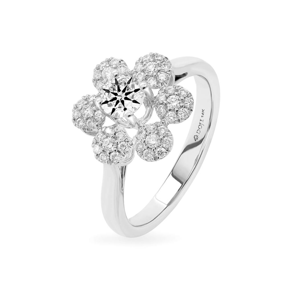 Nhẫn vàng trắng 14K gắn kim cương DOJI AFRB200023F2HA1