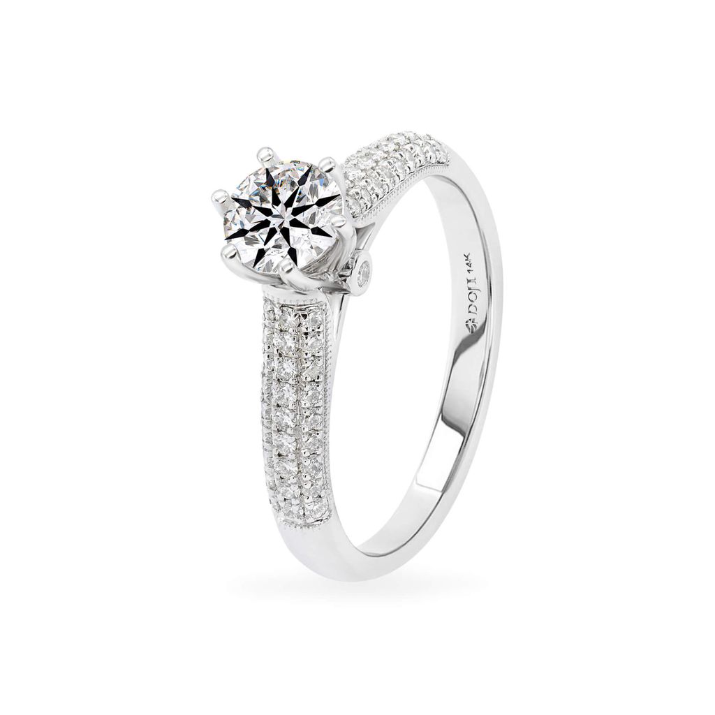 Nhẫn vàng trắng 14K gắn kim cương DOJI AFRB300004F2HA1
