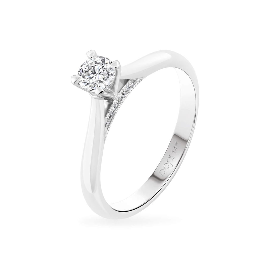 Nhẫn đính hôn vàng trắng 14K gắn kim cương DOJI AFRE000034F2DA1